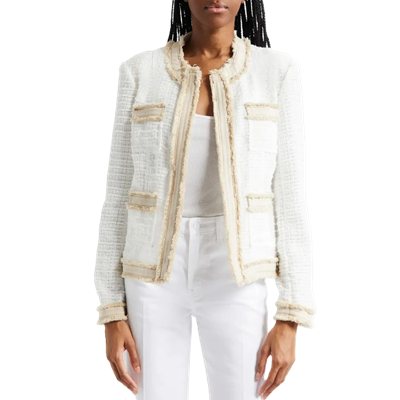 Jaqueta de Tweed Chanel em branco e bege