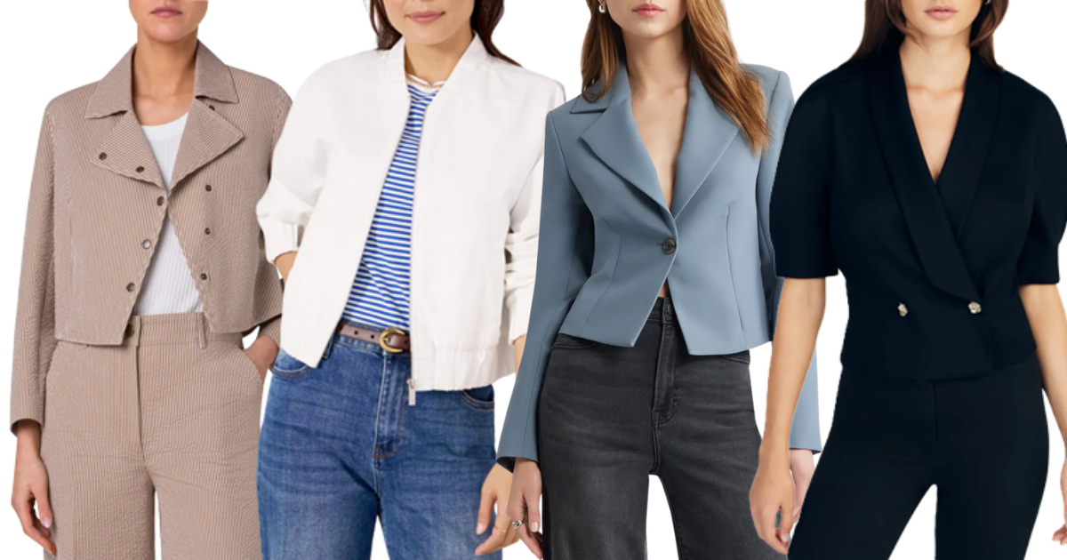 Colagem de toppers da moda para roupas casuais de negócios Spring 2025