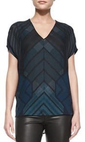 Vince Sleeve Chevron-Print Shell | Corporta