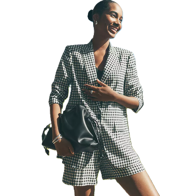 um traje de short gingham