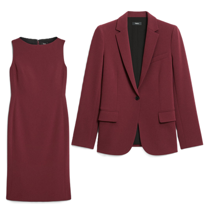 vestido vermelho com blazer