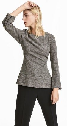 Top de Houndstooth com detalhe do peplum