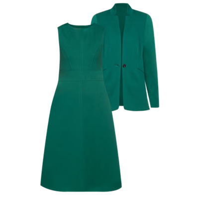 vestido verde com blazer