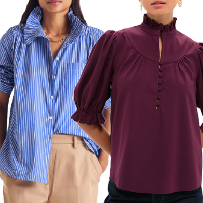 colagem de mulheres vestindo blusas com golas interessantes