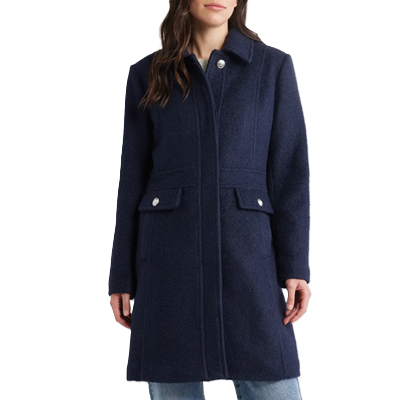 mulher usa casaco de inverno profissional azul marinho para mulheres