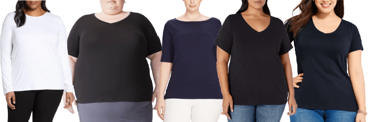 o link vai para #3, top Lauren Ralph Lauren na Zappos colagem de camisetas plus size para o trabalho