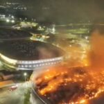 Incêndio atinge velódromo olímpico no Rio de Janeiro