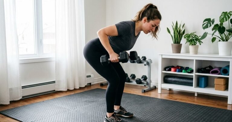 Halteres de 5 kg oferecem uma carga ideal para estimular a força muscular e manter uma boa técnica.