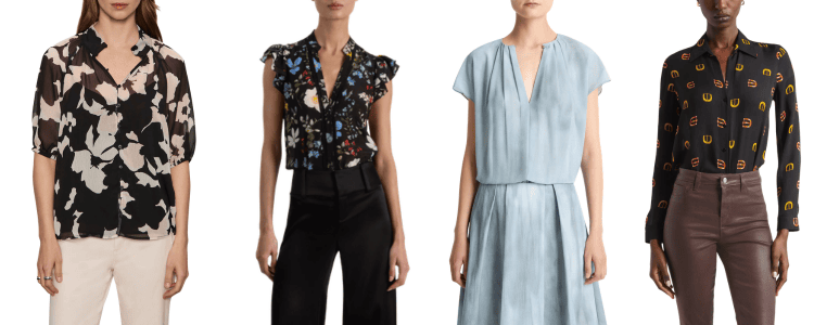 colagem de 4 blusas