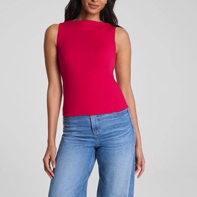 top vermelho com gola alta