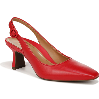 slingback de couro vermelho