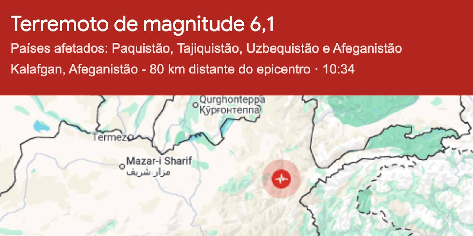 Forte terremoto atinge Afeganistão | Radioagência Nacional
