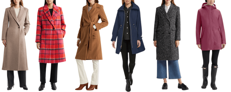 colagem de casacos na promoção de aniversário da Nordstrom