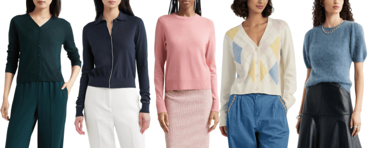 colagem de suéteres na promoção de aniversário da Nordstrom