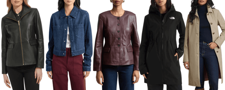 colagem de casacos na promoção de aniversário da Nordstrom