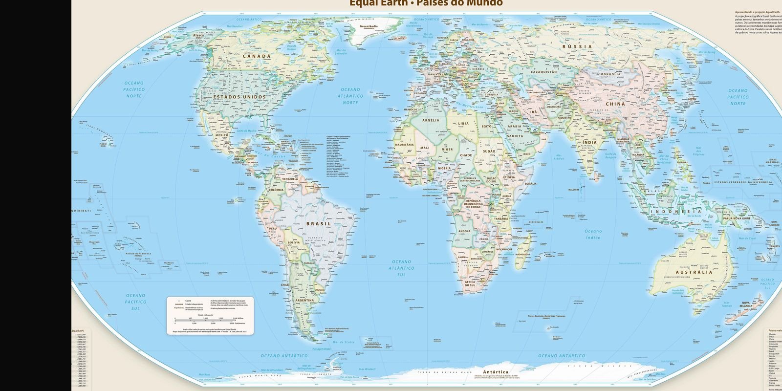 IBGE disponibiliza série de mapas-múndi com Brasil no centro