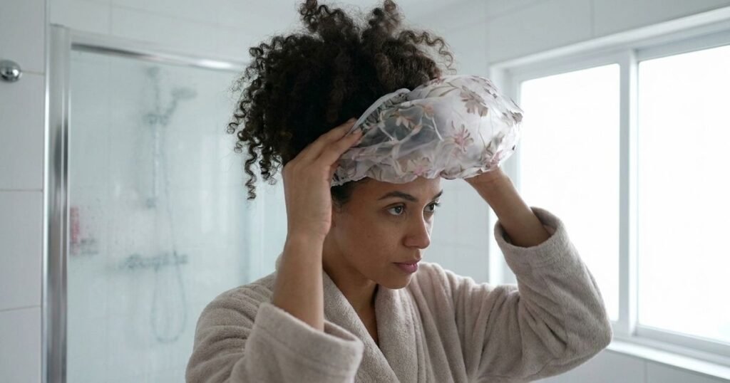 Cacho bonito dura um dia e o banho acaba com tudo? Uma touca simples pode preservar o cabelo mesmo quando você não vai lavá lo